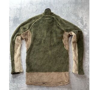 Men's Plush Fleece Pullover - Olive Green & Tan